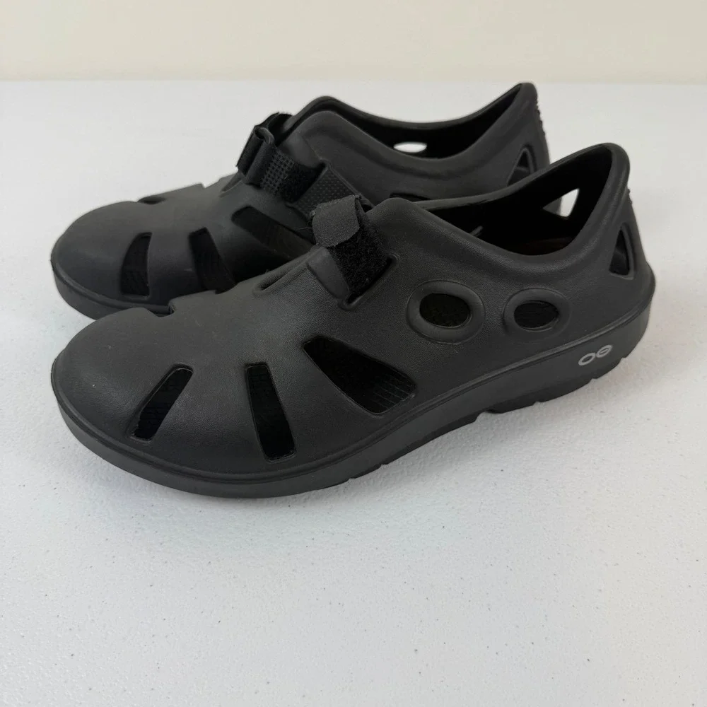 OOFOS OOmg OOcando Black Recovery Sandals Mens 8 Womens 10 EU 41 Adjustable